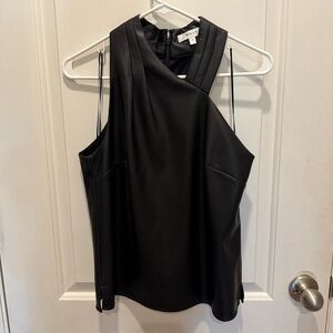Milly Black Leather Sleeveless Top